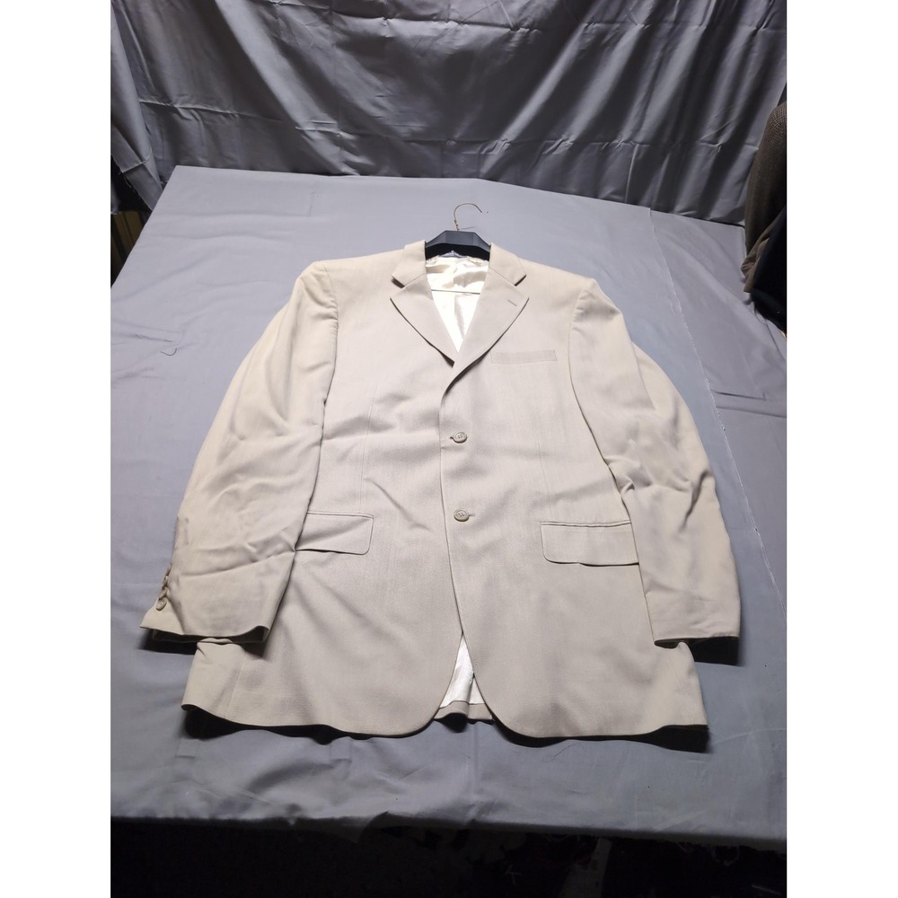 Oscar De La Renta Blazer Mens 44L Beige Silk Sport Coat Suit Jacket Dressy